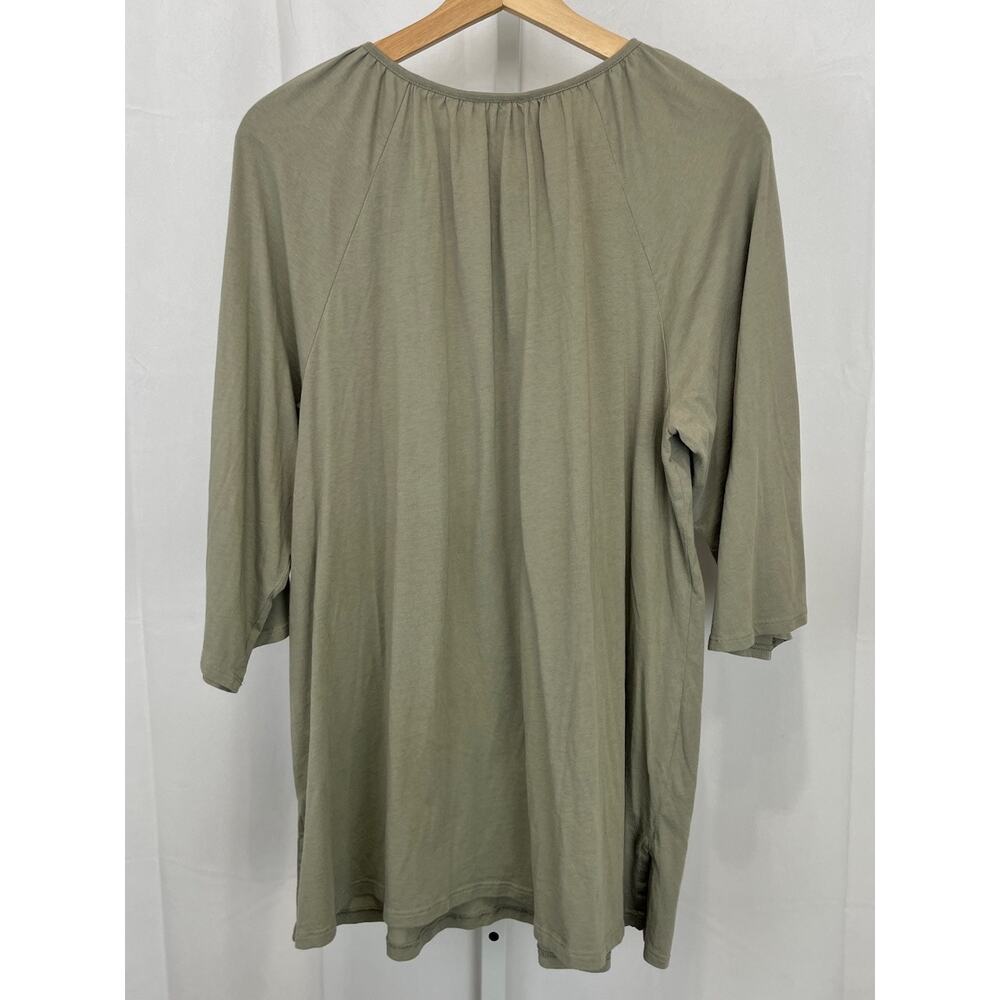 J. JILL Embroidered Flutter Raglan Sleeve Tunic Keyhole Top Green Size L - Picture 2 of 9